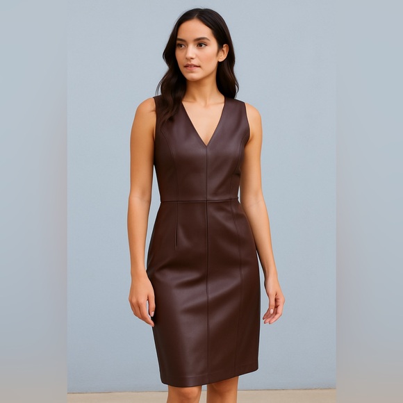 International Concepts / INC Women’s Faux Leather Panel Midi Dress SZ 10 Petite - Picture 3 of 17